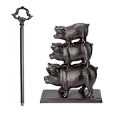 OLegei Heavy Duty Doorstops with Carry Handle, Indoors Floor Door Stops -No Drill, 2.7kg Cast Iron Weighted Stopper, Decorative Metal 3 PigsDoor Sops Holder