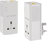 NETGEAR PLP1000-100UKS 1 Port 1000 Mbps 1 Gigabit Port Powerline Adapter with Extra Outlet (Pack of 2)
