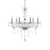 TRY-YEAN Modern 6 Lights Chandelier K5 Clear Crystal Glass Chandelier Ceiling Light with Adjustable Chain Elegant Candle Style Crystal Light Ceiling Pendant Lamp E14 for Bedroom Living Room Hallway