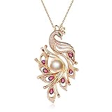 Bishilin Chain 18 Karat Gold Ladies Phoenix with Ruby ??Drop Pendant Necklace Wedding Gold Women