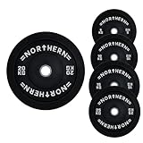 NORTHERN Olympic Weight Plate Disc Rubber Coated Cast Iron Bumper Weight Lifting Plates Set for Deadlift Barbells Dumbbell Bars Strength Training Home Gym Fitness Workout 5,10,15,20KG Single & Set