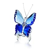 H&D Crystal Flying Butterfly with Crystal Ball Base Figurine Ornament Statue Animal Collectible for Christmas Day Gift (blue)