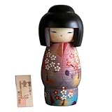 Usaburo Modern Japanese Kokeshi Doll DOSHIN: A Girl in Pink/Pale Violet Kimono H7.9 | Collectible Figurines | Crafts