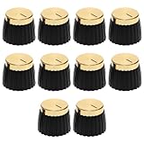 ECSiNG 10PCS Audio Knobs Shaft Pots Knob Amplifier Push On Audio Knob Barrel Audio Knob Compatible with Marshall Amp JCM 800 900 2000 Plexi JMP, Black and Gold