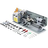 CREWORKS Metal Lathe, 18x35 cm Benchtop Metal Lathe with 3 Jaw Chuck and 2500rpm Max. Spindle Speed, 550W Metalworking Machine with LCD Display for Threading Turning Drilling