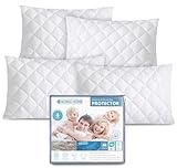 ACRALI HOME Quilted Pillow Protectors 4 Pack Zipped - 50x75 cm Microfiber Pillowcase Protectors Hypoallergenic Zipped Pillow Protectors, Soft Breathable Luxurious Pillow Cover for Comfy Sleep