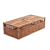 E-wicker24 Alles aus Weide Wicker Basket for Pigeons - Natural Woven Large Bird Cage Carrier for Transport With Handle