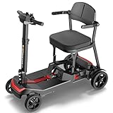 Mobility Scooter Ultra Compact Dual Batteries for Seniors & Adults, TopMate 4 Wheels Electric Powered Travel Scooter Lightweight Foldable Airline Approved, No Assemble All Terrain - Black Red