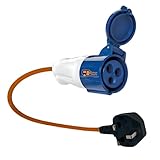 Double Dragon UK Caravan Mains Hook-Up Adapter – 230V UK 3-Pin Plug to 16A CEE Socket | 13A Fused | IP44 Splashproof | 50cm Hi-Vis Red Fly Lead | for Campervan, Motorhome, RV, Boat, Generator Hook Up