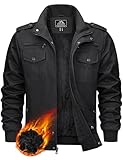 KEFITEVD Men's Outdoor Military Fleece Jackets Warm Bomber Jacket Winter Multi Pockets Hunting Work Coat , 141 Black, L