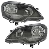 XYZ Parts Replacement Headlight Assembly Electric Black Inner Halogen Compatible With Volkswagen Polo Mk4 Gti 9N3 Hatchback 2005-2010 For UK 1 Pair Drivers Side Right Hand & Passengers Side Left Hand