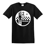 2 Tone Records The Specials Retro Music T-Shirt SKA Northern Soul Reggae Top (L, Black T-Shirt White Print)