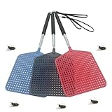 Maykafay Fly Swatter Pack of 3 Extendable Fly Swatters Plastic for Indoor and Outdoor Mosquito Wasp Pest Control With Long Handle Fly Swatters, Black + Red + Blue