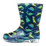 Shoe Zone - Boys Navy & Green Dinosaur Welly - Size 8 Child UK - Multicolour