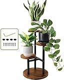 MIXMIO 3 Tier Plant Stand, Tall Metal Wood Shelf Holder for Indoor, Outdoor Display Rack Flower Pot Stand for Corner Living Room Balcony Garden Patio