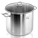 GEEZY Stainless Steel Stockpot with Lid 9L Cooking Pot with Lid Large Deep Casserole Pot Kitchen Cookware Double Handle Soup Pot