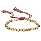 Handmade Tibetan Copper Beads Bracelet for Men and Women, Buddhist Good Luck Rope Bracelet and Bangles Jewelry