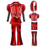 Princess Descendants 4 Rise of for Girls, Rise of Red Costume with Wig for Kids, Halloween Red Costume Descendants for 5-15 Years Old Girls Birthday (13-15years old))