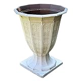 Darthome 2x Large Urn Planter 40cm Antique Grey Stone Effect Plastic Outdoor Garden Flower Pot