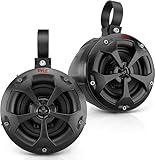 Pyle 2-Way Dual Waterproof Off-Road Speakers, 4 Inch 800 Watt Marine Grade Wakeboard Tower Speakers System, Full Range Outdoor Audio Stereo Speaker for ATV, UTV, Quad, Jeep, Boat – Black