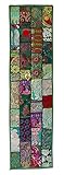 Indian Handmade Vintage Patchwork Table Runner Bohemian Wall Hanging 150cmx40cm (Green)
