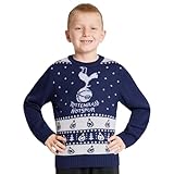 Tottenham Hotspur FC Christmas Jumper Kids Teenagers Warm Cosy Football Xmas Jumper 7-14 Years - Spurs Gifts for Boys (9-10 Years, Blue)