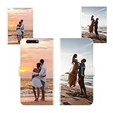 Sunrive Personalised Custom PU Leather Phone Case compatible with Huawei P10 Plus,Customised Cover with your own photo,image,Picture,or text Make Your Own Case + Phone Lanyard
