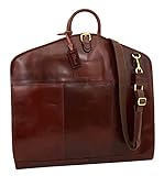 Luxury Leather Suit Carrier Slimline Travel Garment Dress Bag Keswich Brandy