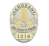 DOGOZ US LAPD Sergeant Los Angeles Police 1216 Badge with Inlaid Leather Case,Costume Decoration Prop