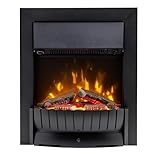 Dimplex Clement Optiflame Inset or Freestanding Electric Fire, Black LED Flame Effect Fireplace With Logs, 9cm Inset (Recess) Depth, Spacer Kit And 2kW Fan Heater and 1000/2000 Watt Settings