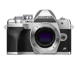 Olympus OM-D E-M10 Mark IV Micro Four Thirds System Camera, 20 MP sensor, 5-axis image stabilizer, selfie LCD screen, electronic viewfinder, 4K video, powerful AF, Wi-Fi, silver