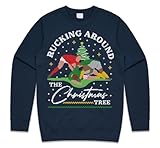 Sanfran Clothing Rucking Around The Christmas Tree Top Xmas Funny Rugby Wales England Scotland Men's Jumper Sweater Large/Navy Blue