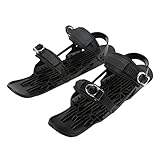 Focket Mini Short Snowskates Snowblades Skiboards Skis for Winter Shoes, Adjustable, Unisex-Adults, Black