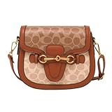 kofoviv Women's Brown Small Fashion Crossbody Bag with Buckle, Convertible Strap, 2 Compartments, 2 Pockets, Rectangular Prism Shape, Saddle Silhouette