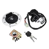X AUTOHAUX Motorcycle Ignition Switch Fuel Gas Cap Seat Lock w/Key for Suzuki