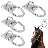 4 Pcs Tie Rings for Horses, Hay Nets for Horses, Hanging Chain Ring, Animal Tether Horse Hay Net Tack Tie up Stable Ring Hook Horses Tie Down Rings for Universal Animal Tether Stable Ring Hook