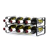 LIVIVO Elegant Stackable Wine Shelf Rack Metal Countertop Storage Organiser Holder Display Stand Up to 4 8 12 Bottles Ideal For Wine Bottles Water Drinks Beverages Whiskey Juice Liquor (2, Black)