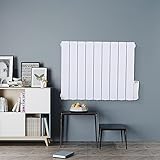 1500W Oil Filled Radiators, Wall Mounted Electric Heater with Timer 7 Days/ 24 Hours, 9 Fins Aluminum Oil Heater with Adjustable Thermostat, 77x8x57.5cm