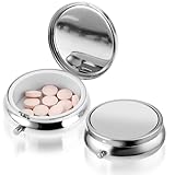 WLLHYF Pill Box Cute Small Pill Box for Purse & Pocket Medicine Organizer Travel Pillbox Waterproof Pill Case Metal Pill Container Holder for Vitamins, Fish Oil, Supplements(Silver)