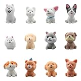 Lotsdonxia 12PCS Realistic Mini Dog Figurines Playset, Ideal for Cake Toppers, Party Decorations, and as a Birthday Gift for Dog Lovers, Features Miniature Puppy Figures