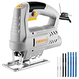 Electric Jigsaw Tool: DEKOPRO 400W Power Jig Saws Jigsaws Wood Cutter Machine, 6 Variable Speed 0-3000 SPM, ±45°Bevel Cutting Cut Blades, with 8 PCS Sawblades for Wood, Metal, Plastic