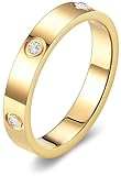 Tidefire Stainless Steel Love Friendship Ring for Men Women Titanium Steel with Cubic Zirconia (Gold 4-10)