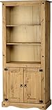 Seconique Corona 2 Door Display Unit/Bookcase in Distressed Waxed Pine