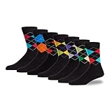 Mens Bamboo Crew Socks (7 Pairs Multipack) Argyle – Super Soft, MoistureWicking, Antibacterial, Breathable. For Work, Casual or Boys School Socks. Crafted By Team Behind Pringle Mens Socks. UK 7–11