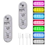 URAQT 2 Pcs Car LED Interior Lights, 7 Colors RGB Led Touch Wireless Car Light, Adjustable Cars Ceiling Lights, USB Rechargeable Mobile Touch Cars Accessories Interior Ambient Lighting