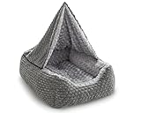 Heymamba Large Dog Bed Rectangle with Low Front Edge Design, Pet Dog Cave Bed with Hooded, Pet Beds Snuggle Bed with 20,000 Rubber Particles Anti Slip Bottom for Golden Retriever,78x63x23cm