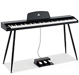 MUSTAR 88 Key Piano Keyboard for Beginners, Full-Size Digital Piano 88 Semi Weighted keys with 3-Pedal Unit, Portable Electric Piano with Built-In Speakers, USB/MIDI Connecting (Black)