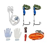 Tree Climbing Spikes 100kg Load Capacity with 2m Seat Belt, 2.05m Rope Tree Climbing Gear 10.5X5CM Pedal with Gloves, Safety Belt, 2 Foot Straps and 2 Ankle Straps