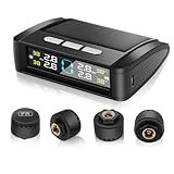 Avutrel Tyre Pressure Monitoring System TPMS(0-6bar) with 4 External Tyre Pressure Sensors 5 Alarm Modes(Temperature Pressure) Universal Solar Powered for Car SUV Caravans Trailers