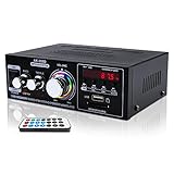 Bluetooth 5.0 Audio Amplifier, Digital Amp 2.0 Channel 100W, 2 Channel Stereo Wireless Hi-Fi Receiver USB SD AUX, for Home Speakers Theater Entertainment